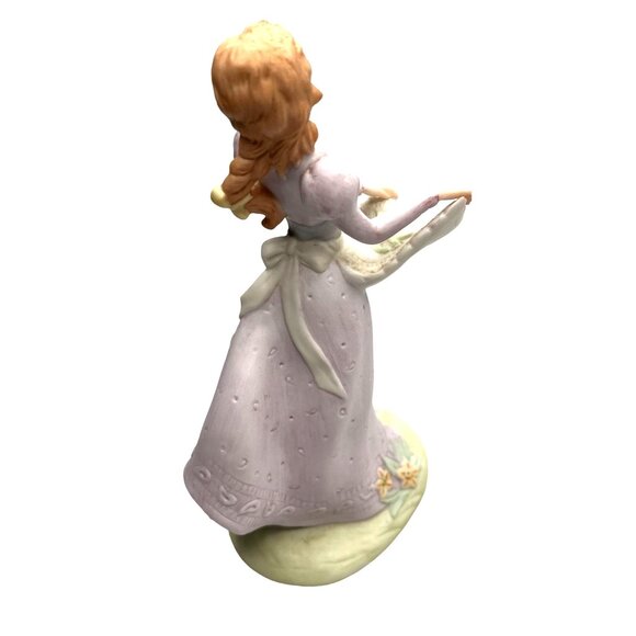 Rare Vintage Homco Bisque Porcelain Figure Victorian Lady Flowers Not Music Box - Picture 6 of 16